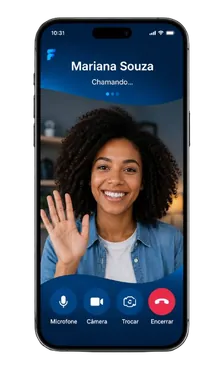 Videochamada no aplicativo FreeFala em um celular